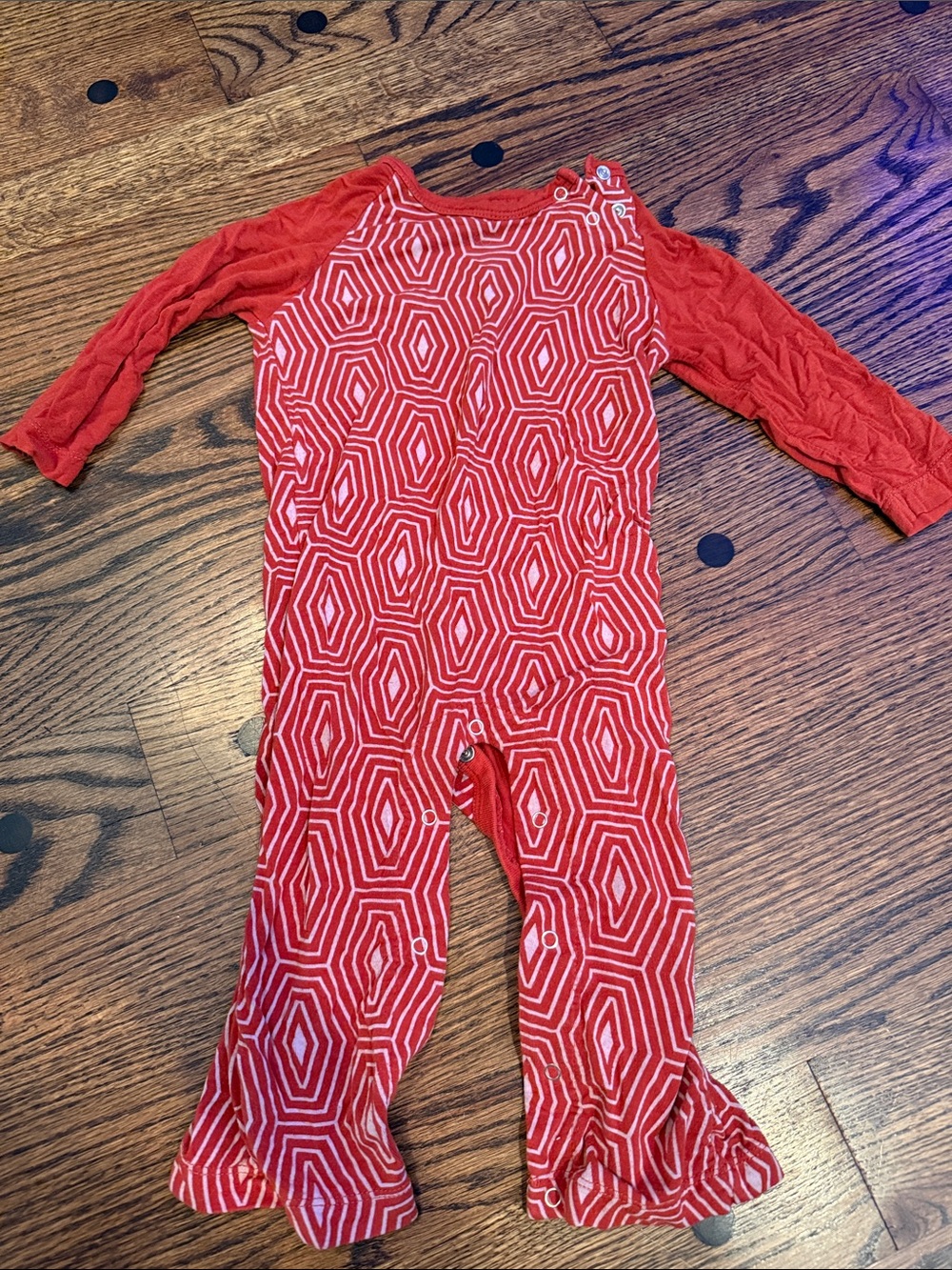 Red Geo-Print Kids One-Piece Romper